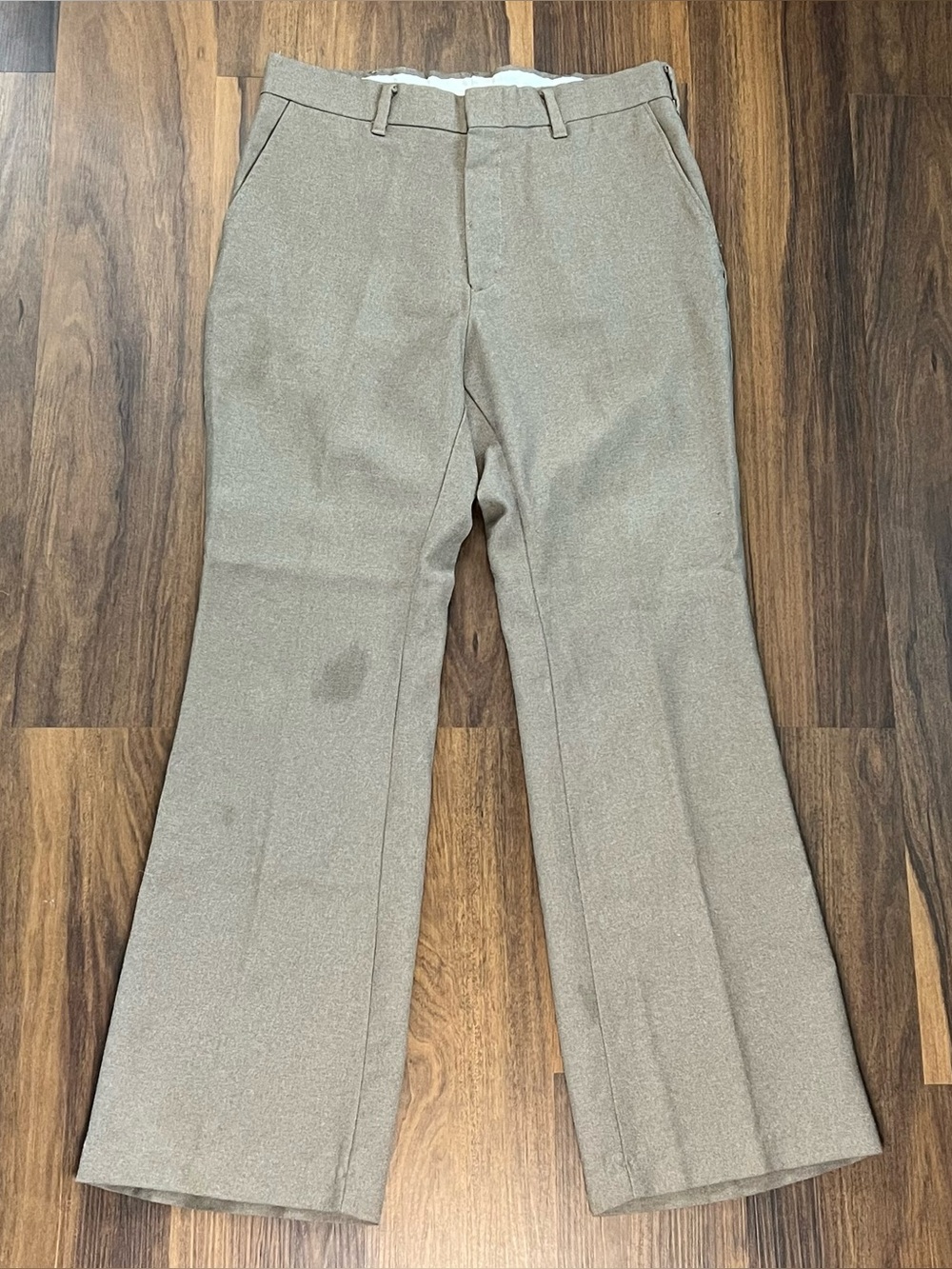 Vintage 1970s Wrangler Action Slacks in a dusty brown/ khaki color